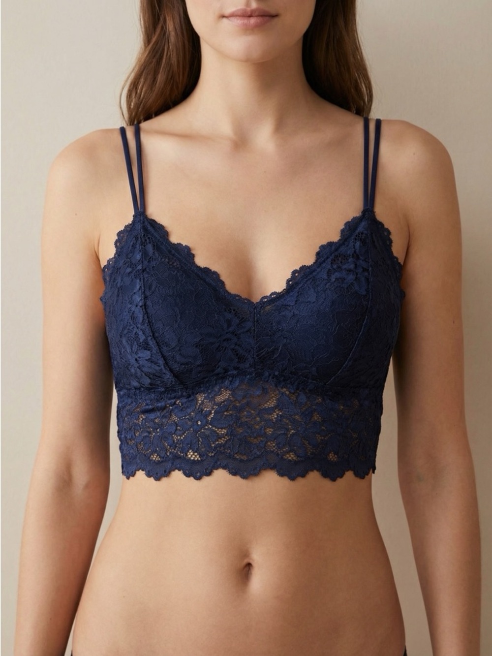 Universal Standard is Black Lace Longline Bralette with Double Straps L-XL